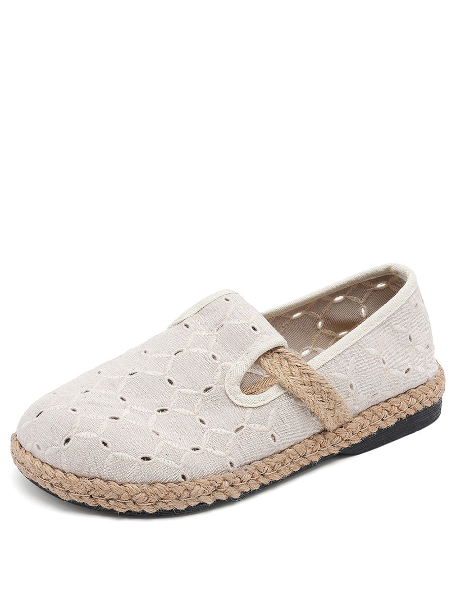 Summer Out Flat Hollow Shoes Casual Cotton Women