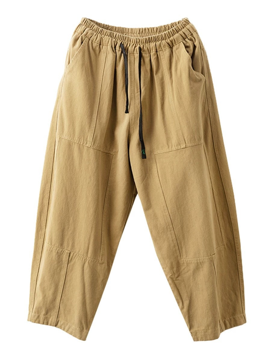 Damen Herbst Vintage Feste Gespleißte Tasche Haremshose AI1030