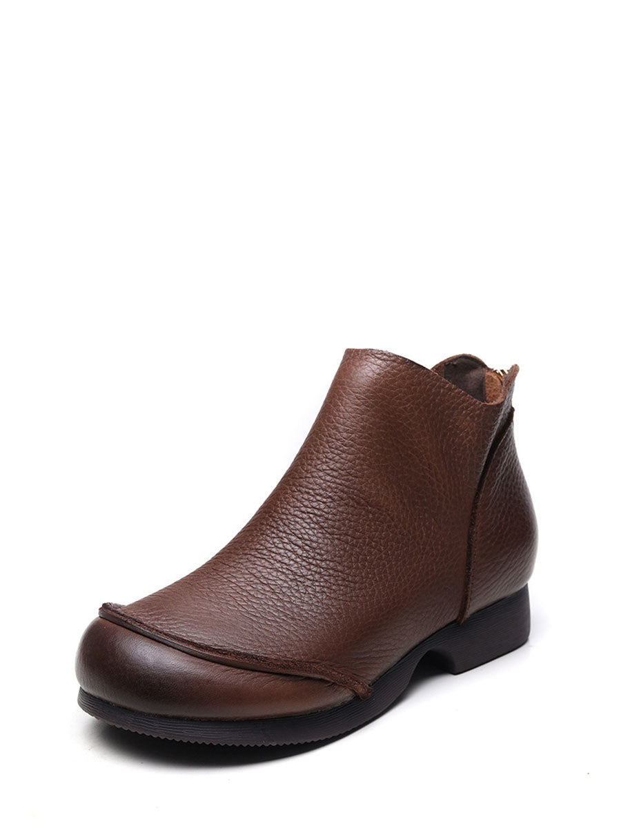 Elegante Damenstiefel aus massivem Leder mit niedrigem Absatz WG025