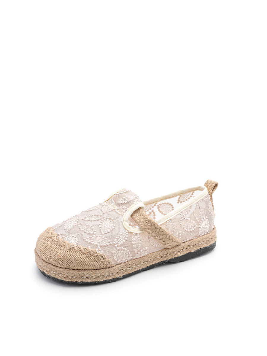 Embroidery Flat Ethnic Women Linen Summer Shoes Flower