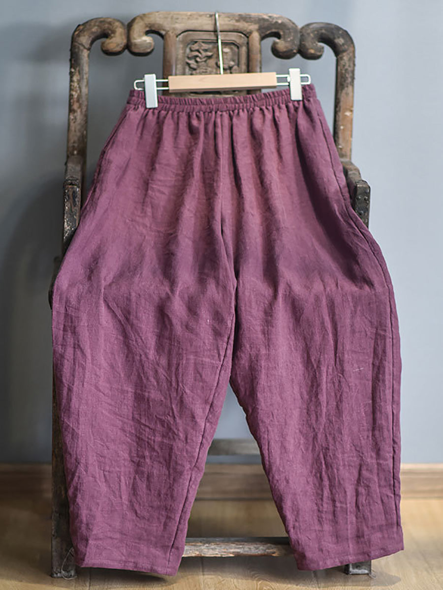 Damen Vintage Frühling Leinen Haremshose FD040