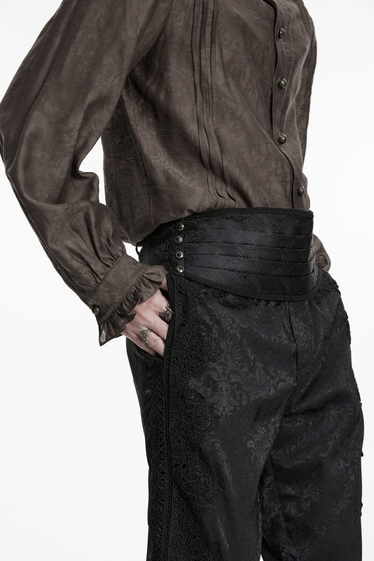 Pleated Embroidered Gothic Accessory for Men in Black