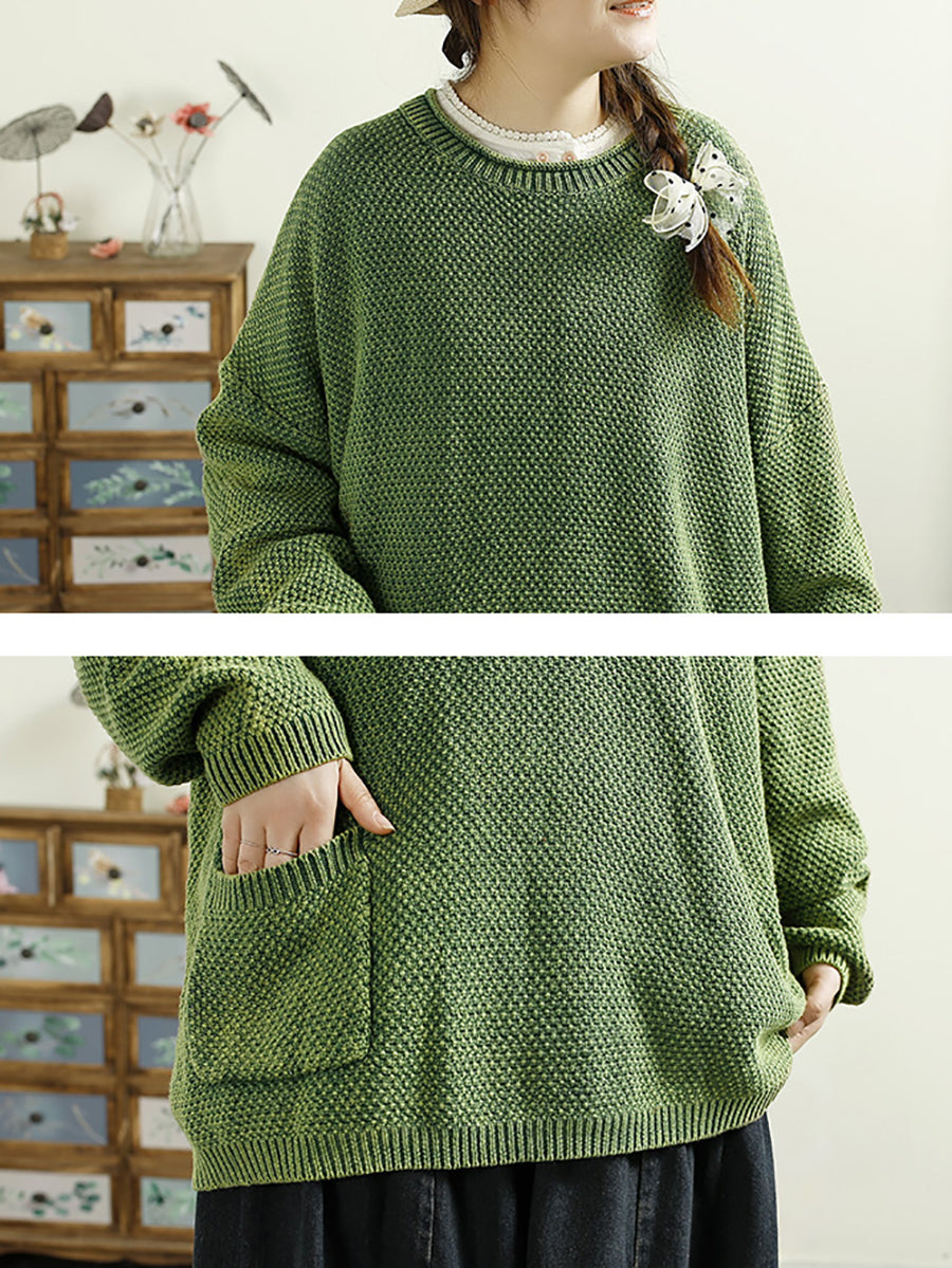 Pull en tricot uni à col rond pour femme, décontracté, automne, AT1025