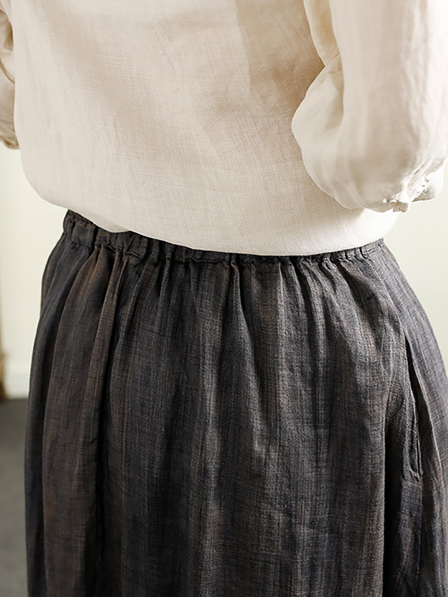 Damen Sommer Vintage Solide Dual-side Ramie Rock PP1044