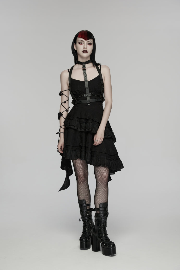 Floral Embroidered Asymmetric Gothic JSK Graduation Dress