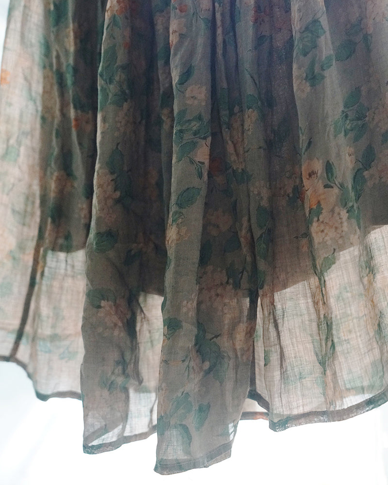 Damen Floral Ramie Lässiger Sommerrock HH031