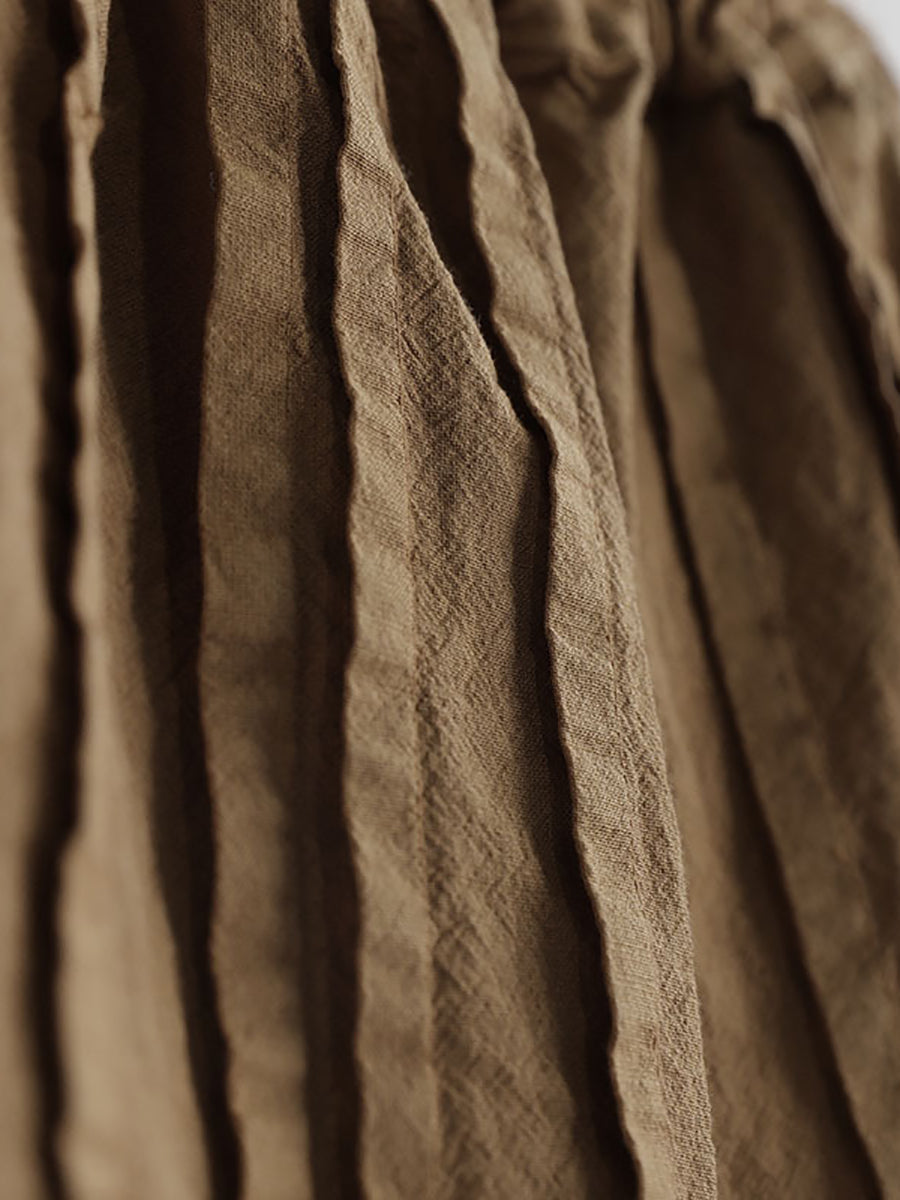 Damen Sommer Einfarbig Vintage Gespleißt Baumwolle Weite Bein Hose CV1025