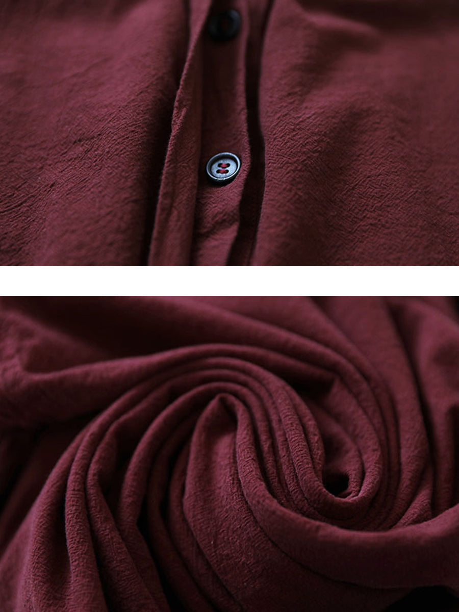 Robe en coton à col rabattu pour femme, style arty, couleur unie, automne, AT1057