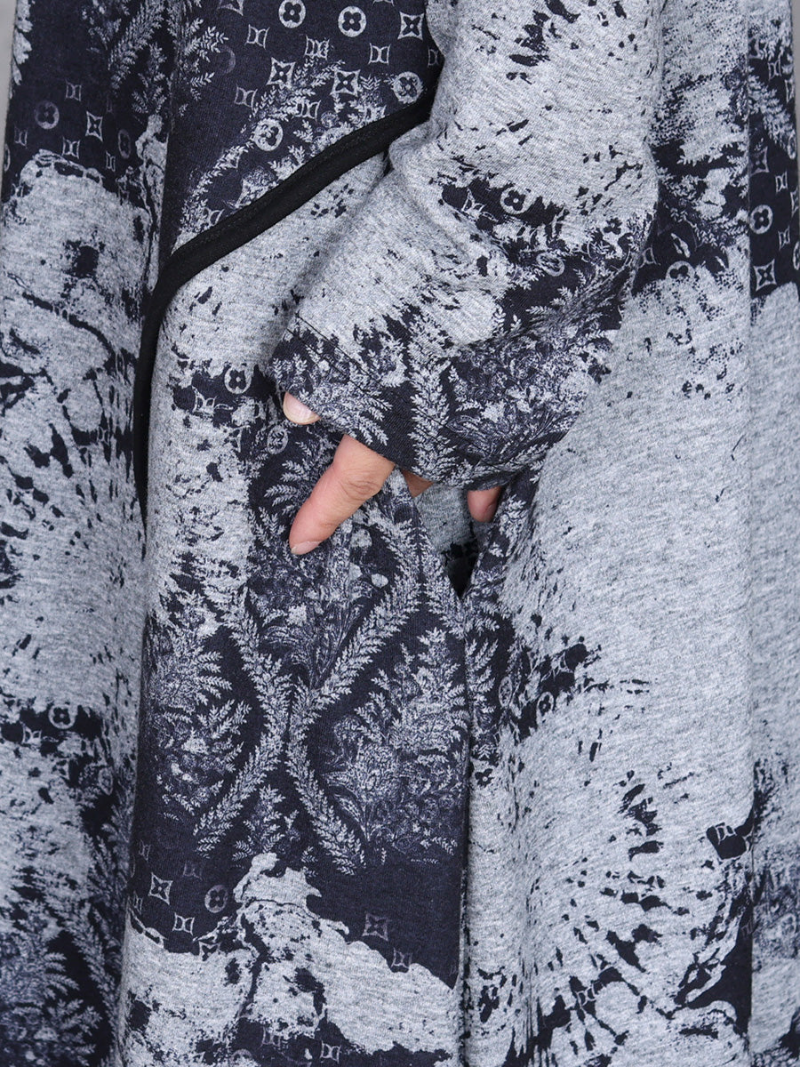 Robe en cachemire à col roulé et imprimé automne pour femme AI1050
