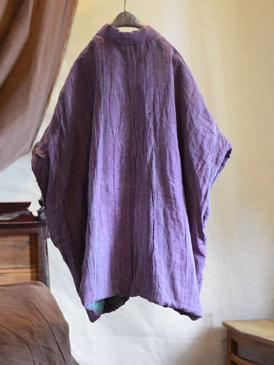 Damen Ethnisch Batik V-Ausschnitt Leinen Gefütterter Weste Mantel AV1018