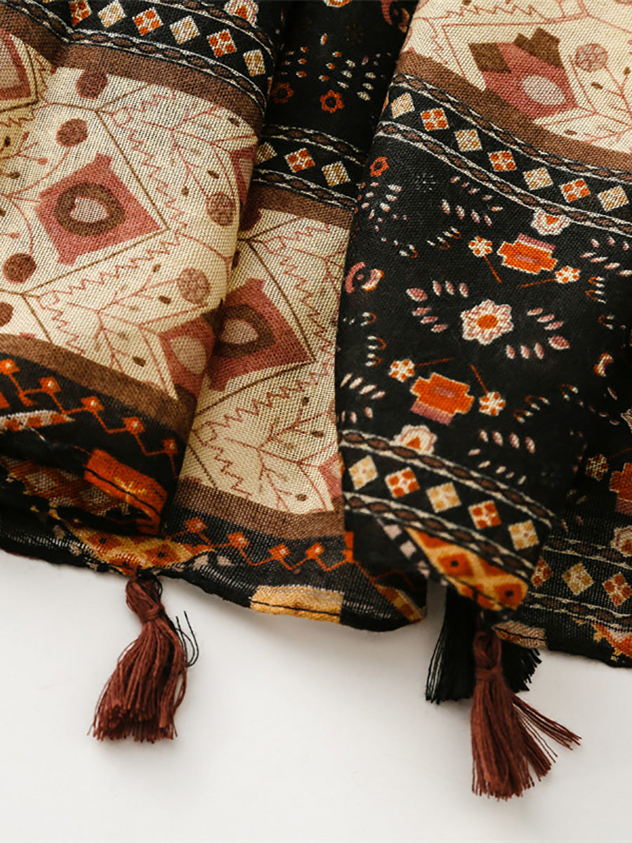 Damen Reiseschal mit Bohemia-Print und Quaste BA1043