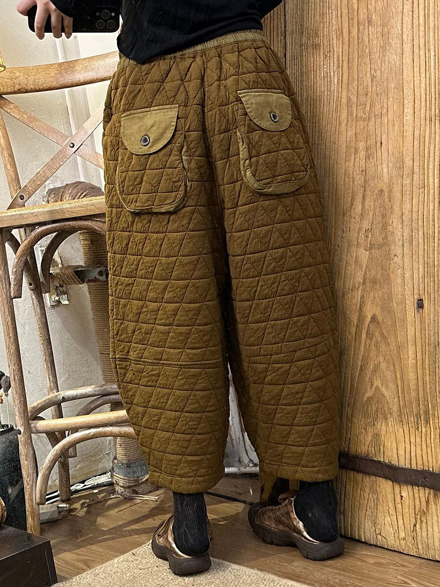 Pantalon droit en coton à losanges rétro pour femme, automne BA1063