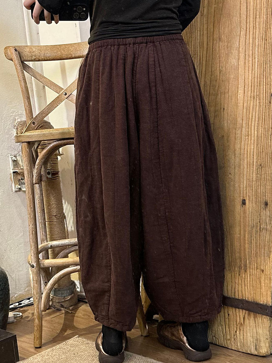Damen Herbst Vintage Feste gespleißte Leinen Haremshose BA1066