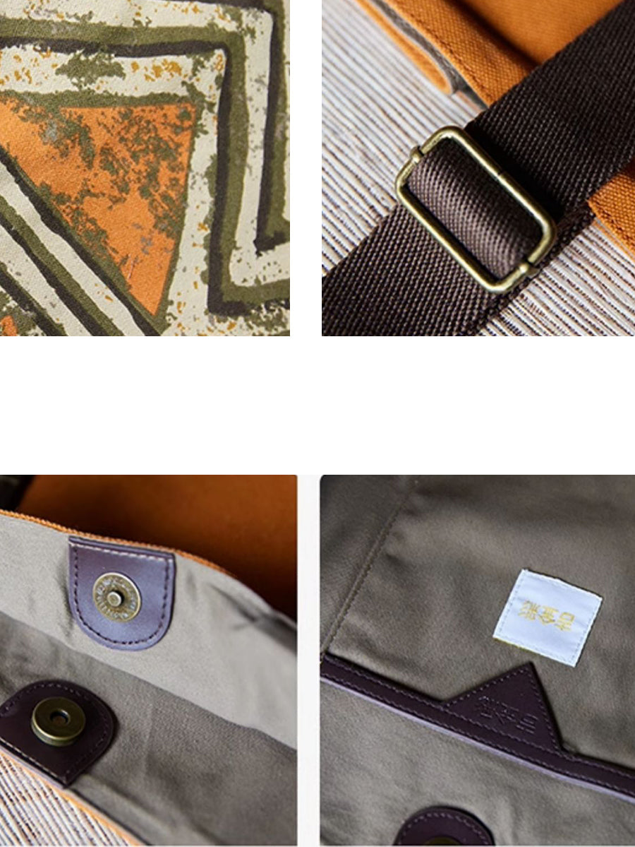 Sac à main à bandoulière de grande capacité à imprimé ethnique QN010