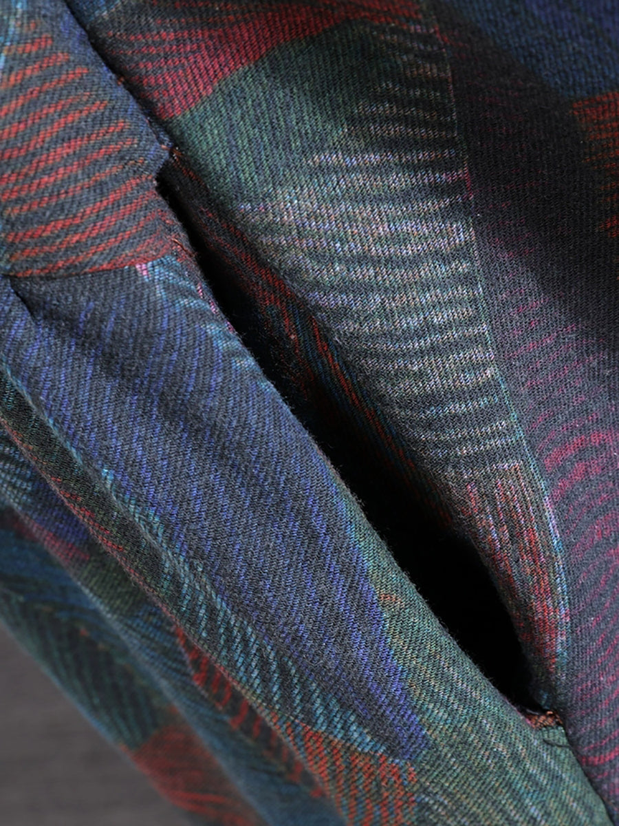 Damen Winter Casual Colorblock 100% Baumwolle Langer Mantel QM015