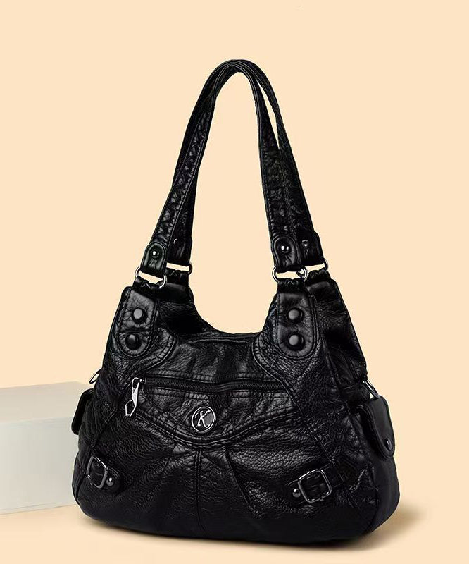 Large Shoulder Bag Capacity New 2025 Leather Faux Black