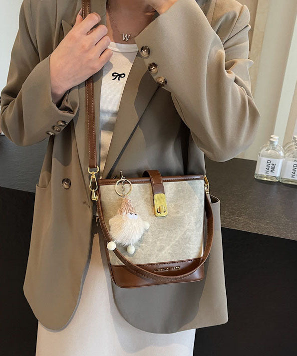 Black Bucket Bag New 2025 White Faux Versatile Leather Fashion