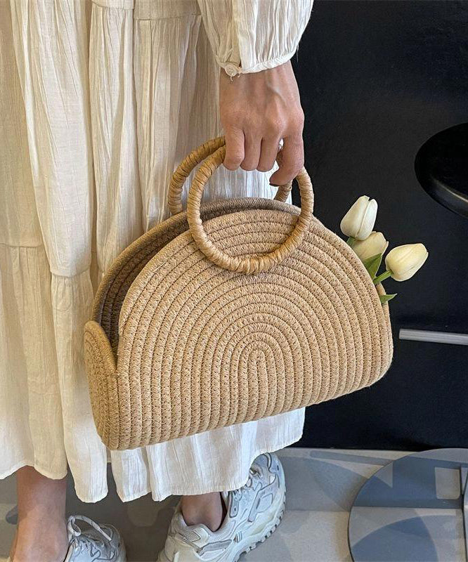 Khaki Versatile New Woven Tote Handbag 2025 Straw