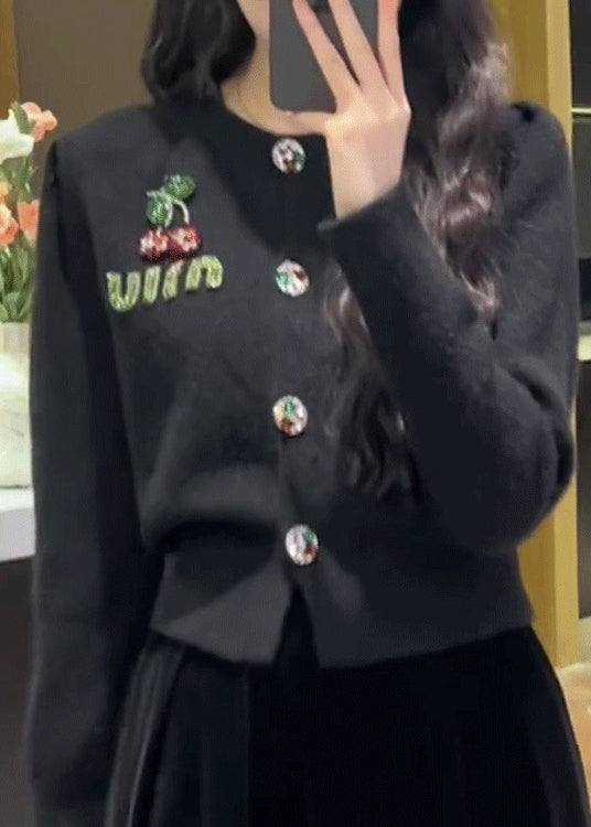 2025 New Red O Neck Button Knit Cardigan Spring YY013