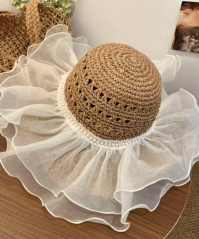Sun Large Bead Hat Summer New Organza Brimmed 2025 Nail