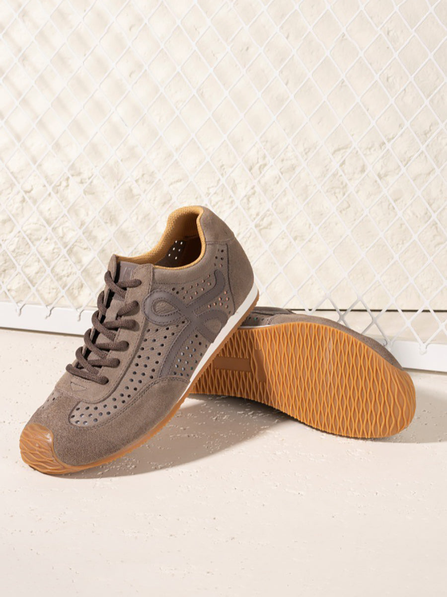 Genuine Men Sport Shoes Leather Breathable Vintage