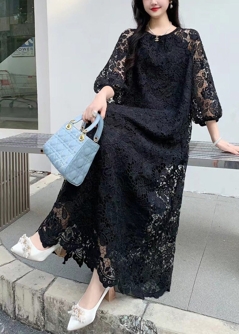 Belles robes en dentelle brodées à col rond et à volants roses pour l'été AZ1012