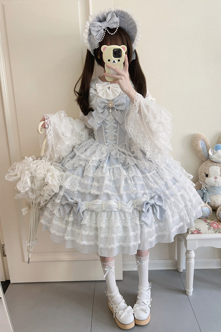 Azure Dream Prologue Doll Multi-Tiered Bowknot Lace Sweet Princess Lolita Gown