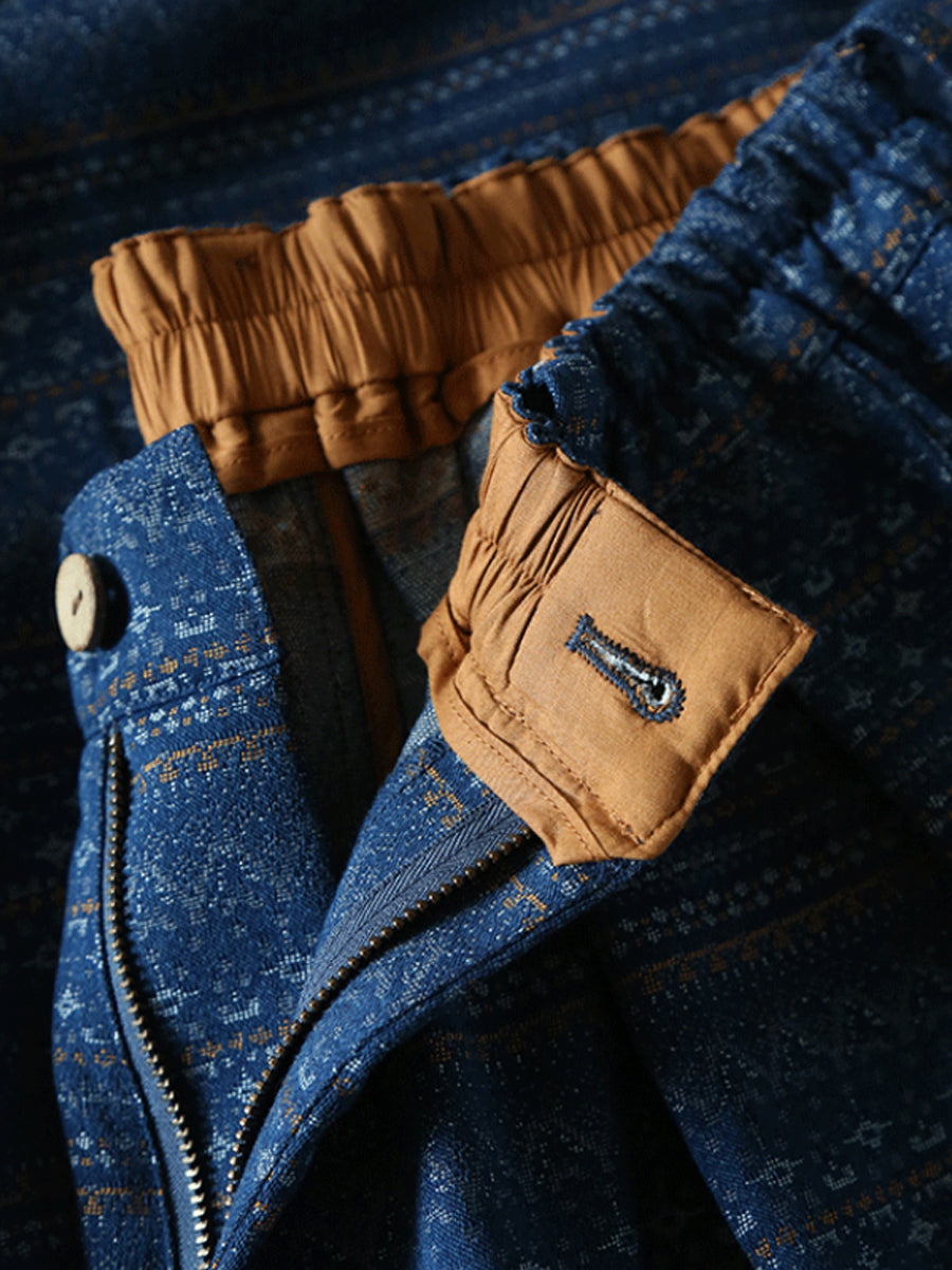 Damen Sommerhose mit Ethno-Print und geradem Bein, RR1025