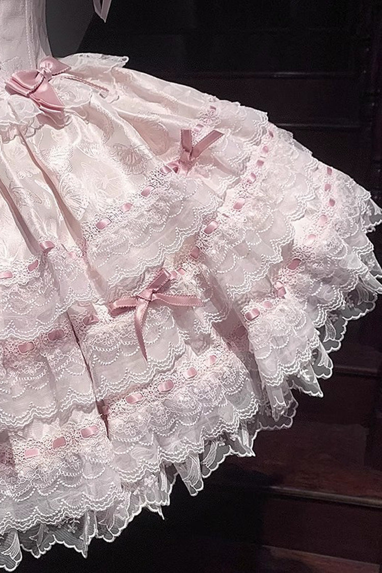 Blush Butterfly Lace-Up Sleeveless JSK with Ruffles