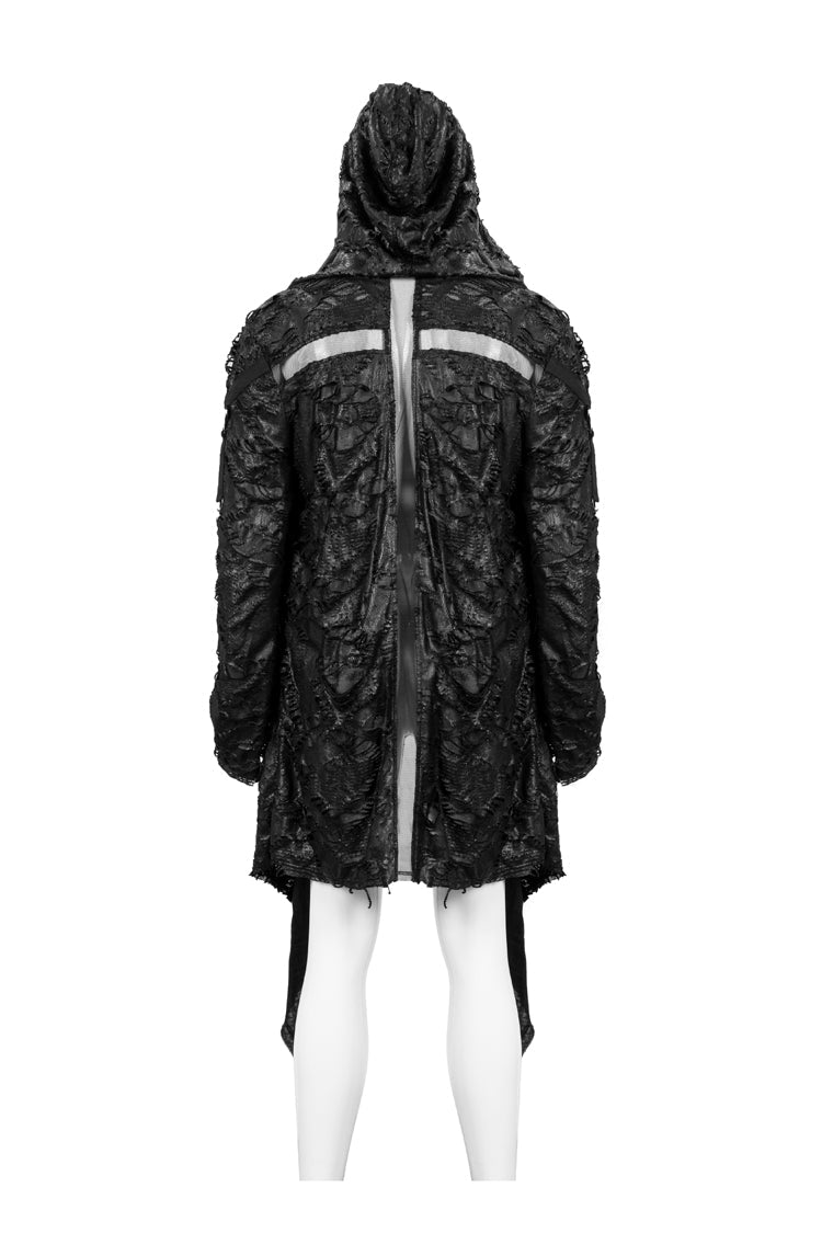 Punk Jacket for Men with Black Irregular Sharp Corner Hem and Knitted Stitching
