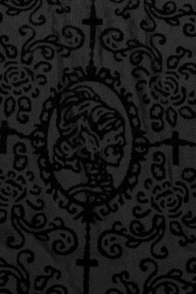 Gothic Beaded Cross Tank with Flocking Print