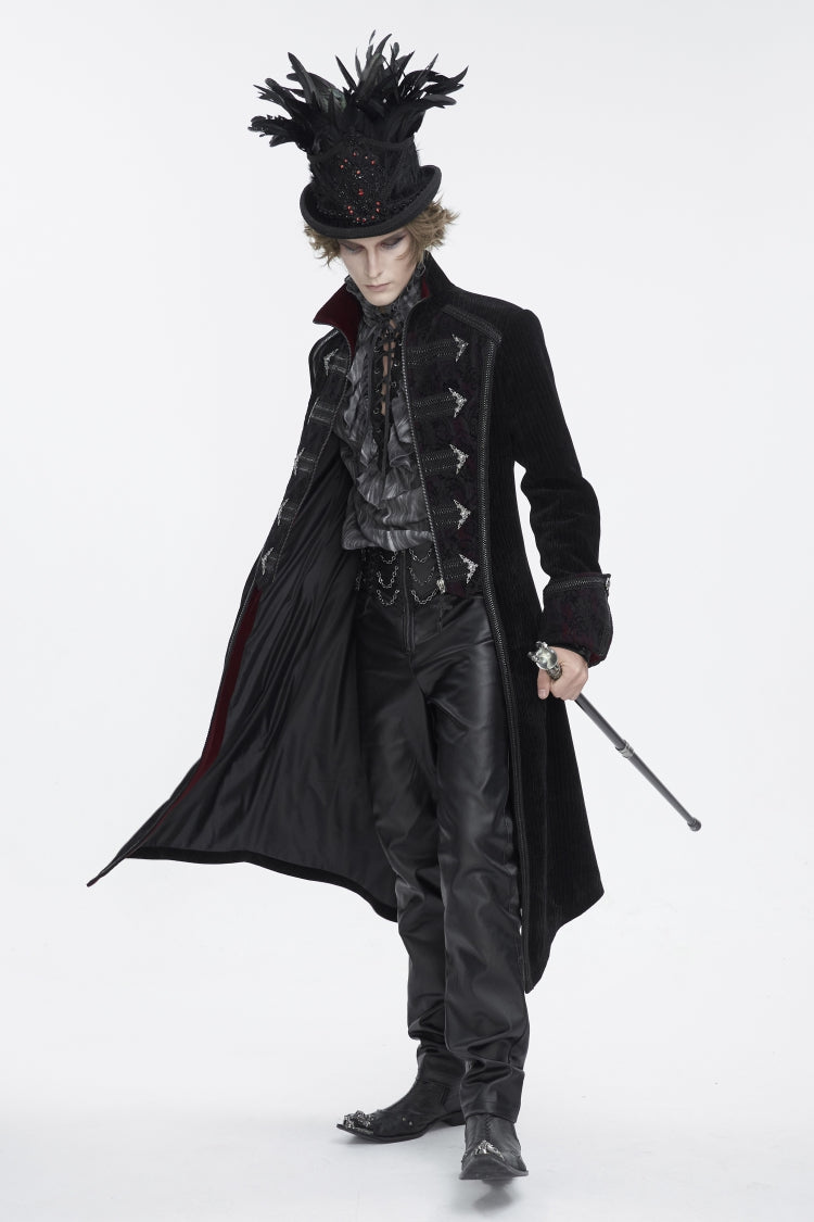 Floral Feather Embroidered Gothic Palace Top Hat for Men
