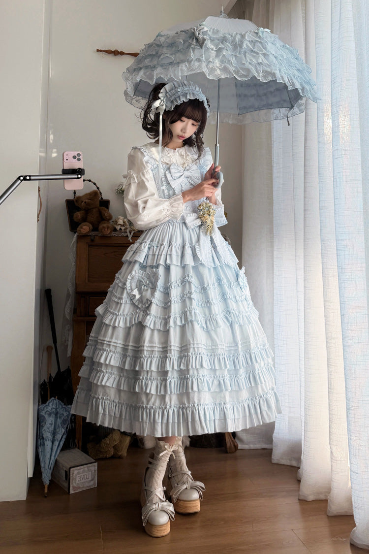 Heart In Love Ruffle Bow Sweet Lolita Jumper Dress