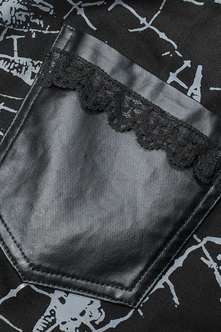 Detachable Skull Print Gothic Skirt