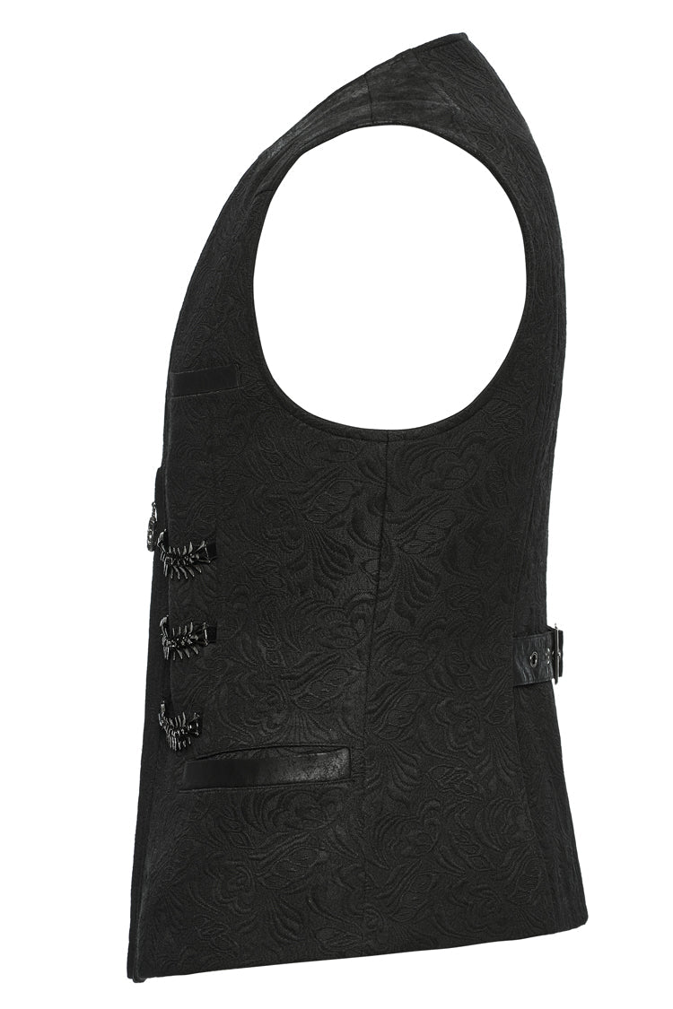 Charcoal Buckle Loop Zip Gothic Vest for Men