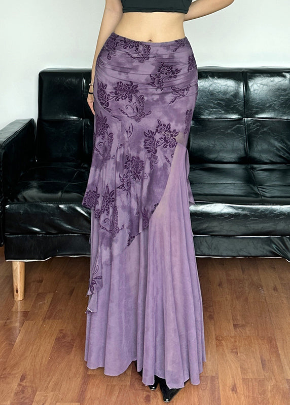 Tulle Skirts Purple Tops Novelty And Lace Patchwork Up Two-Piece