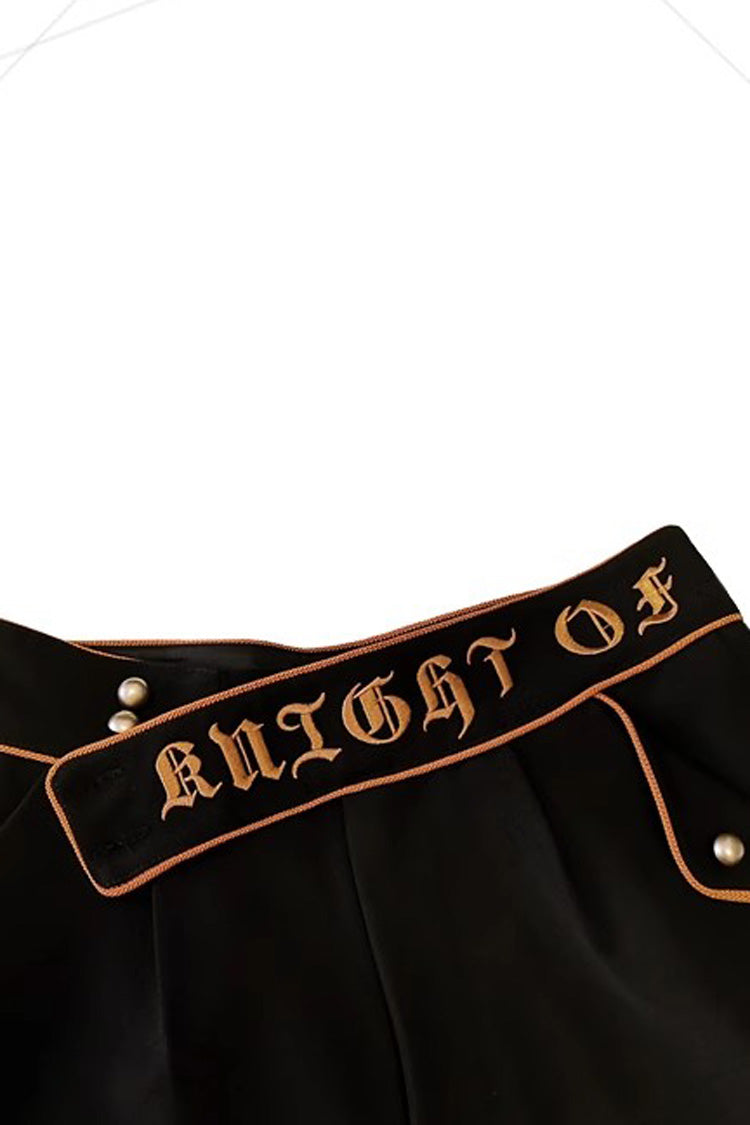Vintage Ouji Style Embroidered Gothic Shorts in Black