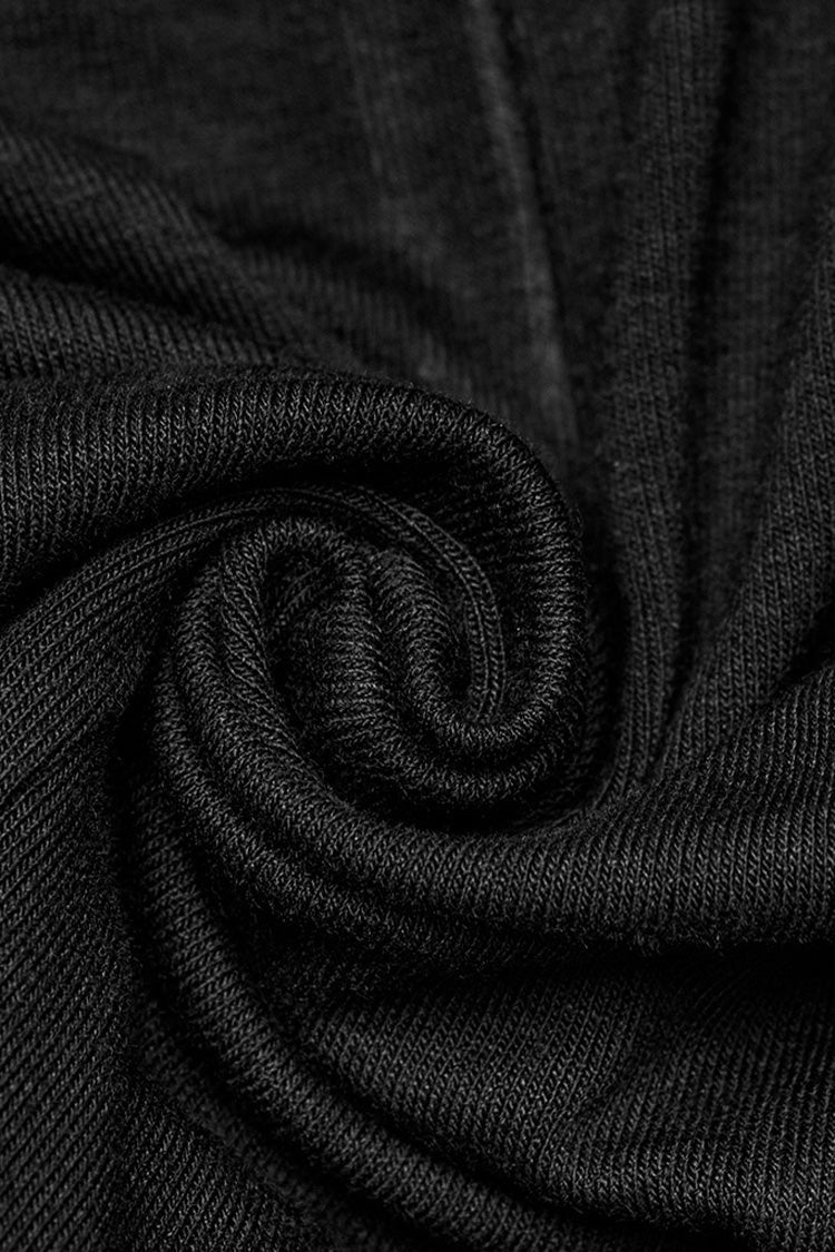 Women's Black Punk Tank Top, Lace-Up with Ripped Details and High Collar