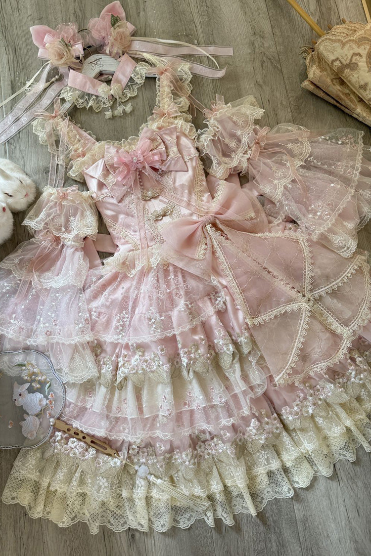 Blush Sleeveless Embroidered Bow Chinese-Style JSK