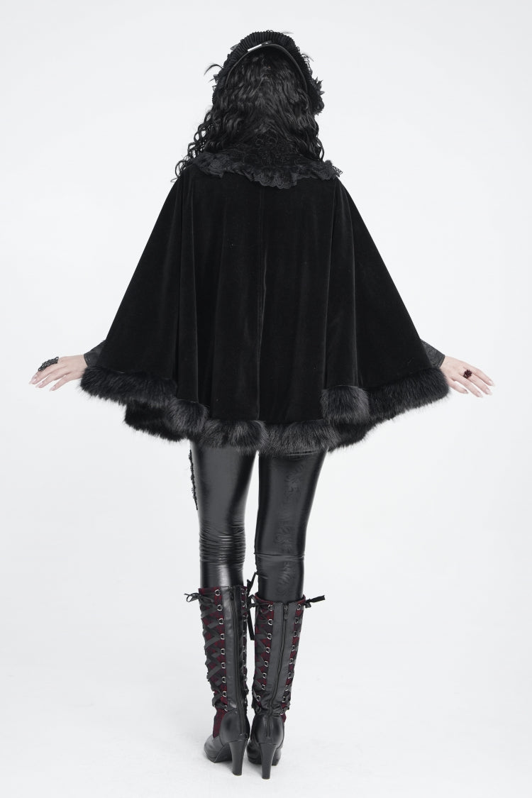 Gothic Royal Velvet Neckwear with Black Jacquard Embroidered Lace Detail