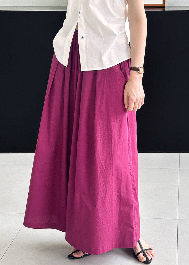 Rosa, einfarbig, lockere Hose aus Baumwolle mit weitem Bein, elastische Taille, AF1046