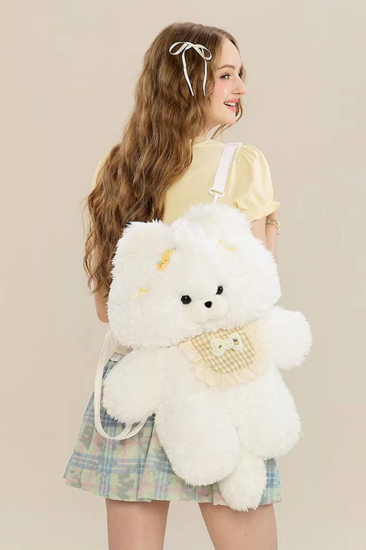 Ivory Cute Samoyed Plush Dog Backpack for Lolita Style
