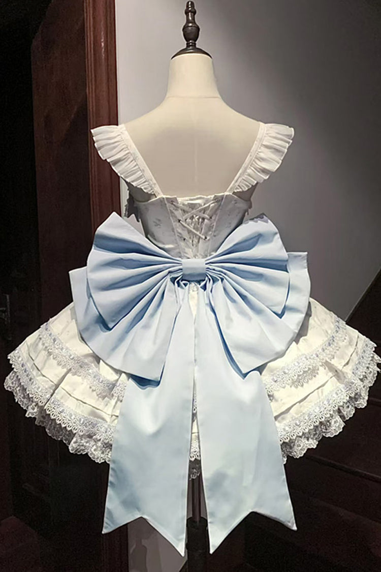 First Love Rose Print Ruffle Bow Lace Sweet Lolita JSK Set