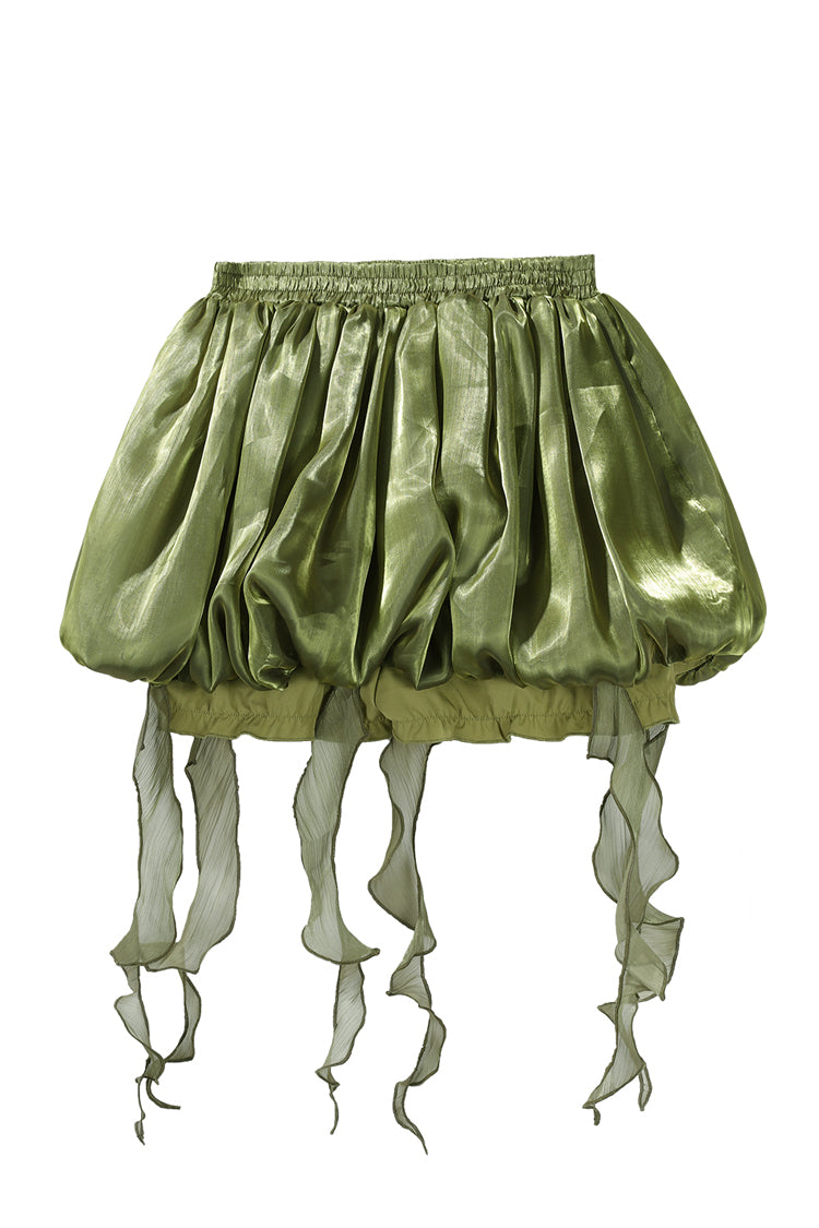 Emerald Leaf Decoration Ruffle Asymmetric Sweet Lolita Jumper Dress Set