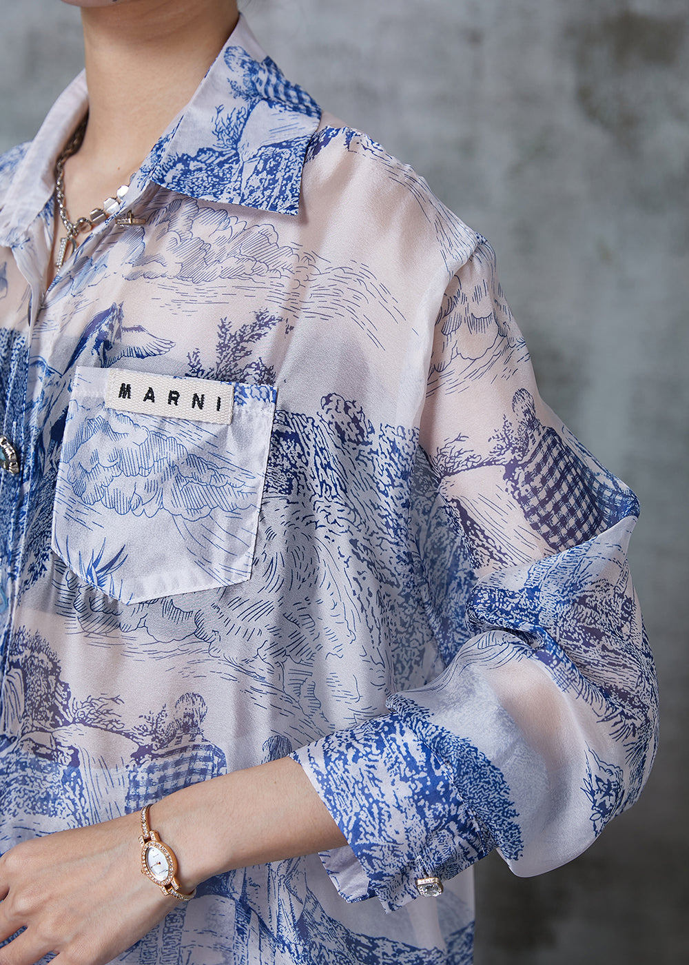 Ensemble deux pièces décontracté bleu surdimensionné en soie UPF 50+ pour l'été QA1003