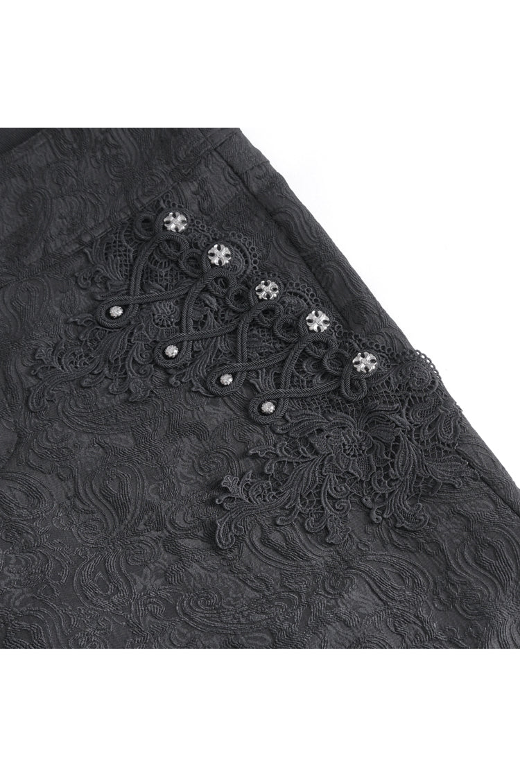 Men's Gothic Pants with Embroidery in Black Jacquard