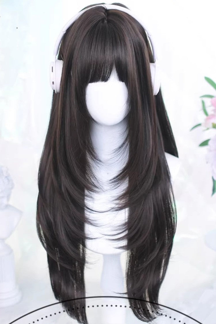 Straight Sweet Lolita Wig with Airy Bangs in Japanese Style, Two Colors - AnimeVibe