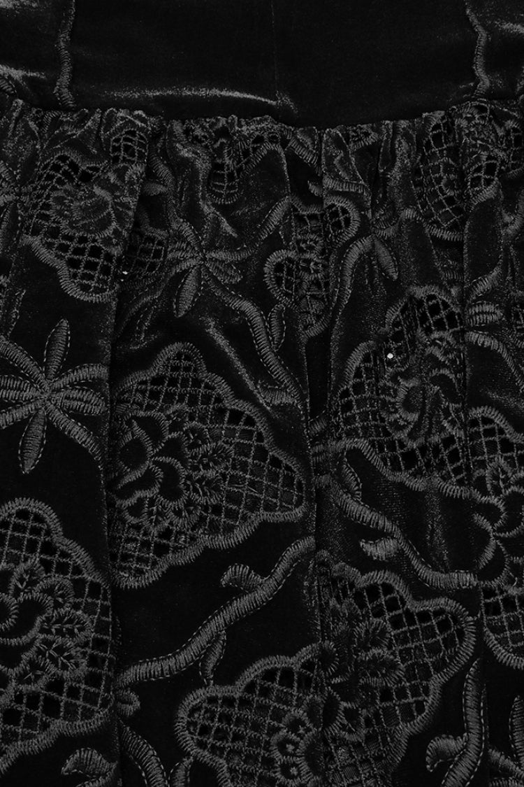 No-Sleeve Floral Embroidered Fishtail Gothic Slip Dress