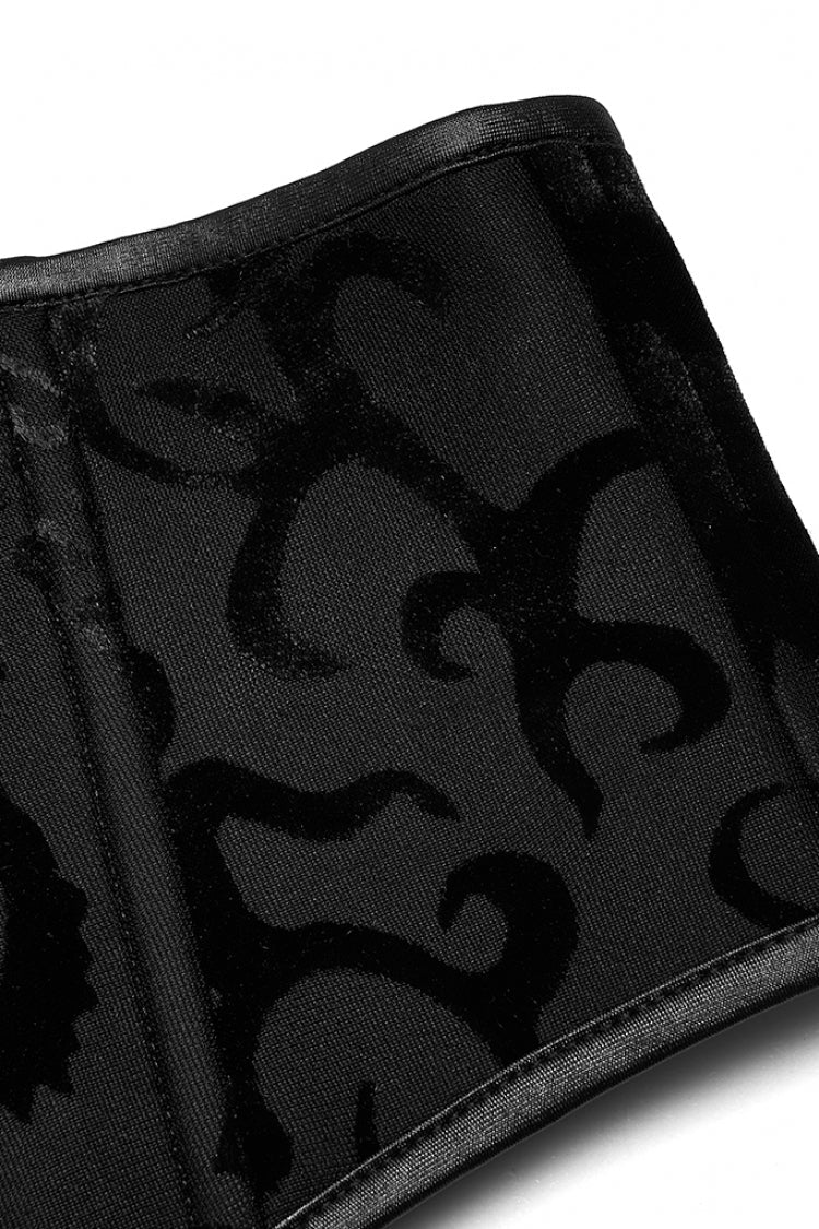 Women's Gothic Underbust Corset with Print in Black Jacquard