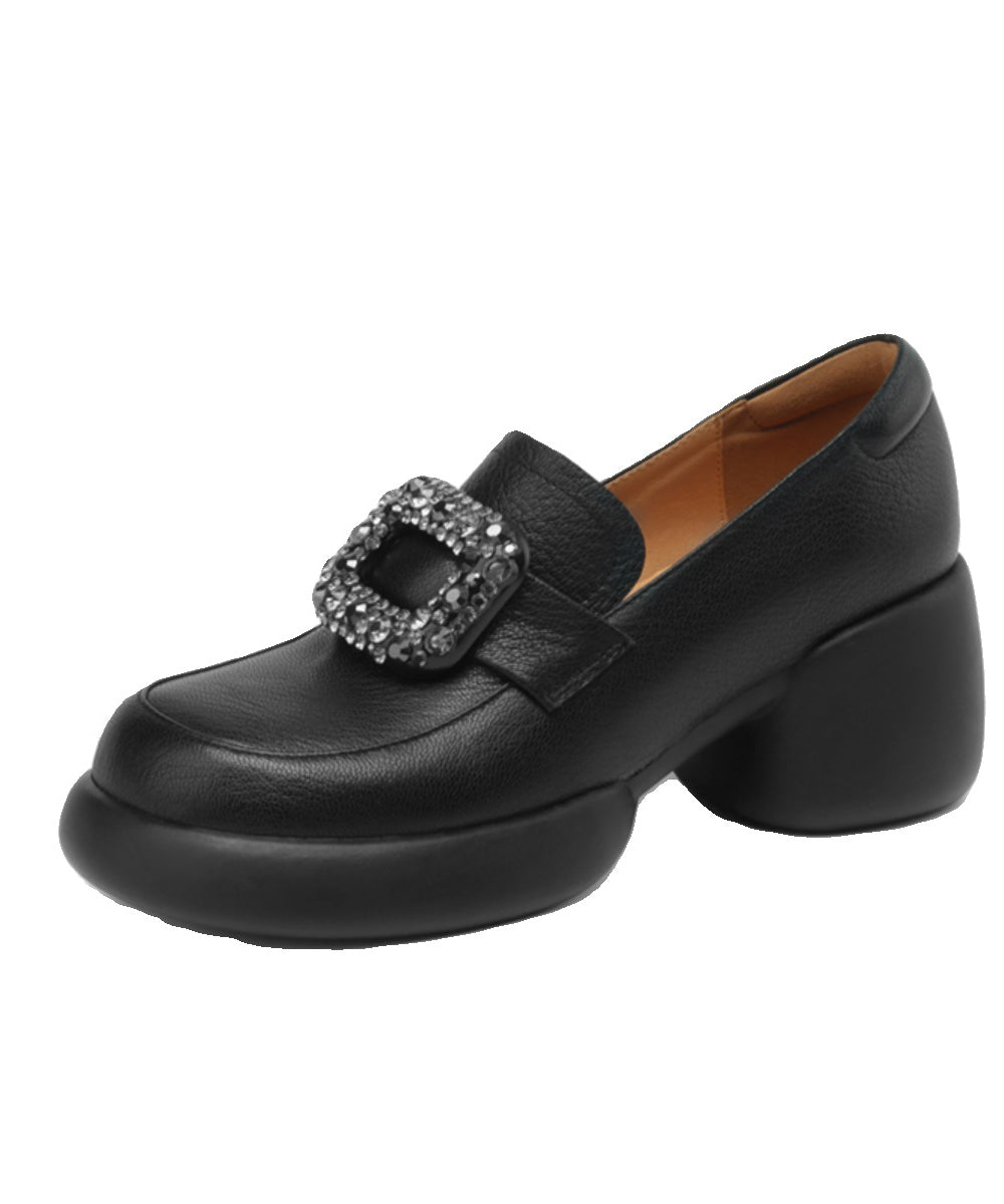 Aprikose dicke, weiche Loafer aus Schaffell mit Zirkonia für Damen WT037